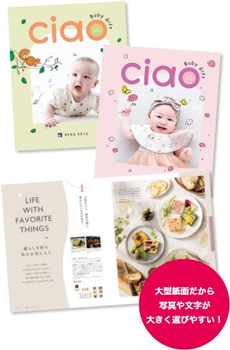 大型誌面だから写真や文字が大きく選びやすい!